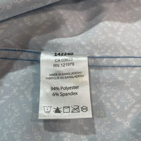 Projek Raw Blue Geometric Shirt Large Stretch Button Up Cruise Summer Streetwear - Picture 11 of 12